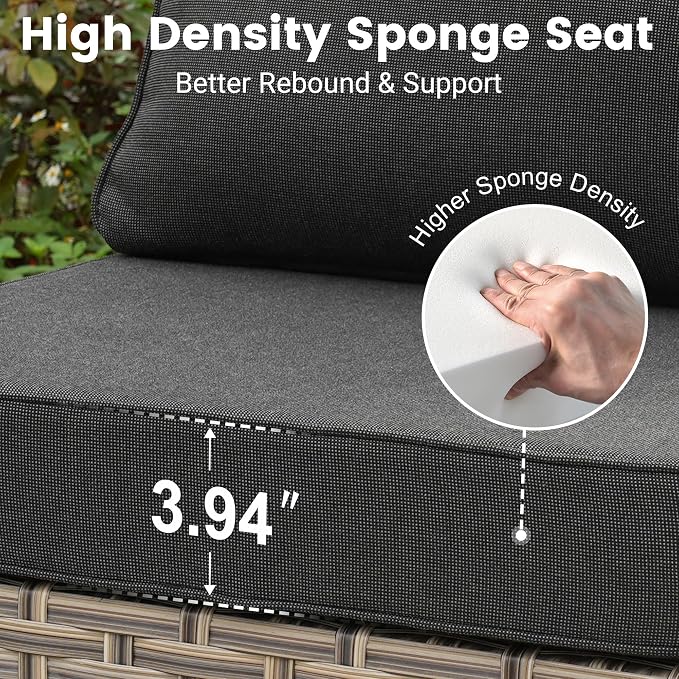 8 Pieces Wicker Patio Furniture Set,Outdoor Sectional Sofa with Swivel Chairs Coffee Table,Outside Deep Seat Rattan Couch Conversation Set,Black