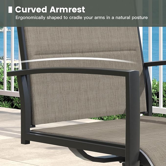Outdoor Dining Set for 2, 18.5" Metal Round Outdoor Side Table and Padded Textilene Patio Swivel Chairs, 3 Pieces Patio Side Table and Chairs Set for Garden Backyard, Mixed Brown and Black