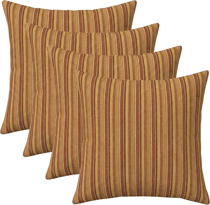 RSH DECOR: Sunbrella Square Throw Pillows Set of 4 | 20" x 20" | Water and Fade-Resistant Performance Fabric | Outdoor Pillow Covers with Down-Alternative Inserts | Made in USA (Limelite Teak)