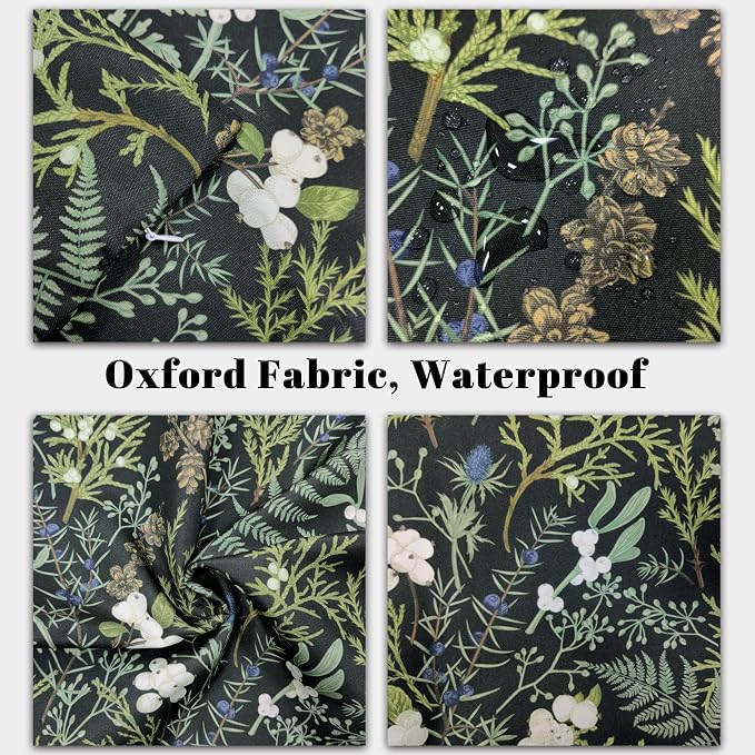 Green Plant Throw Pillow Covers 18x18 Inch Set of 2 Black Green Botanical Leaf Pillow Covers Vintage Floral Cushion Cover Farmhouse Waterproof Decor for Living Room Bedroom Sofa Patio Outdoor