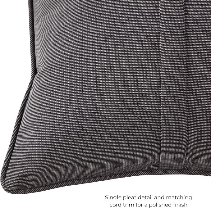 Sunbrella Rectangular Outdoor Throw Pillows 21x14 Set of 2 - Corded Lumbar Patio Accent Pillows with Pleated Design & Removable Zipper Covers – Weather & Fade Resistant Pillows, Canvas Coal