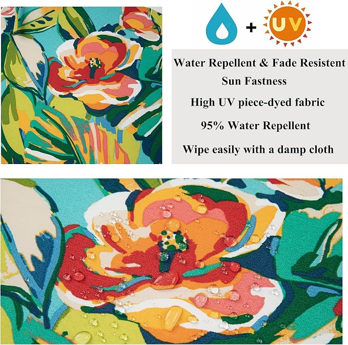 Outdoor Pillow Covers 18x18 Inch Pack of 2, No Insert-Rosario Flower Leaf | Square Throw Pillow Covers, Water-Repellent, Modern Pillow Cases for Sofa Patio Couch Decoration