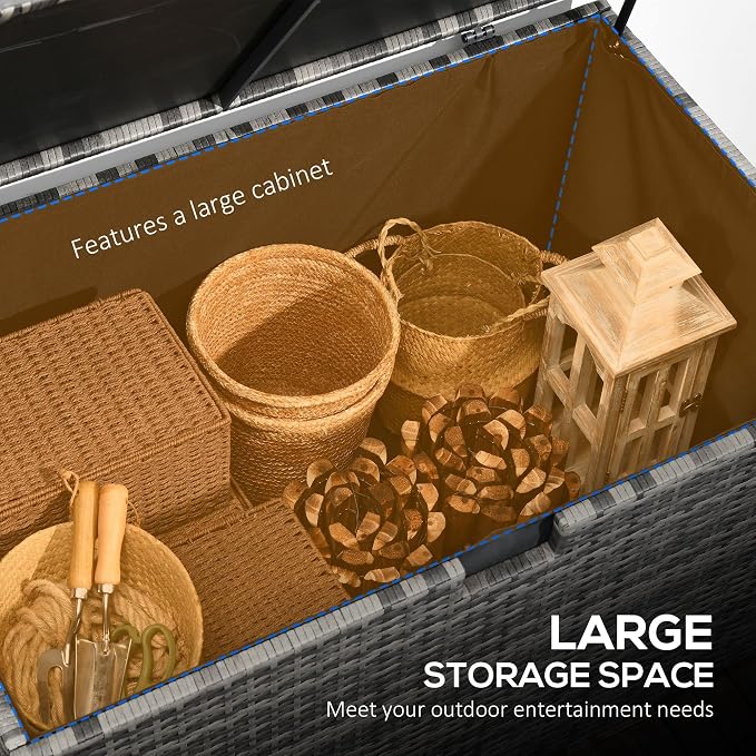 GOWE 113 Gallon Deck Box, Rattan Outdoor Storage Box, Waterproof Storage Container for Indoor, Patio Furniture Cushions, Pool Supplies, Garden Tools, Dark Gray
