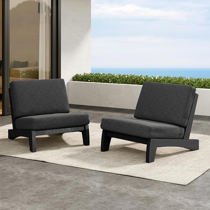 2 Pieces Patio Furniture Sets, All-Weather Outdoor Wood Bistro Set Patio Conversation Chiarsfor Balcony, Backyard