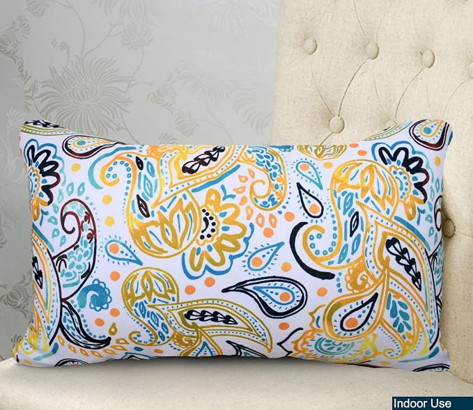 COZY TRENDS Decorative Indoor Outdoor Waterproof Throw Pillows with Inserts - Stylish Comfort for Your Patio Furniture, Garden Chairs, or Indoor Décor (12''X20'', Yellow)
