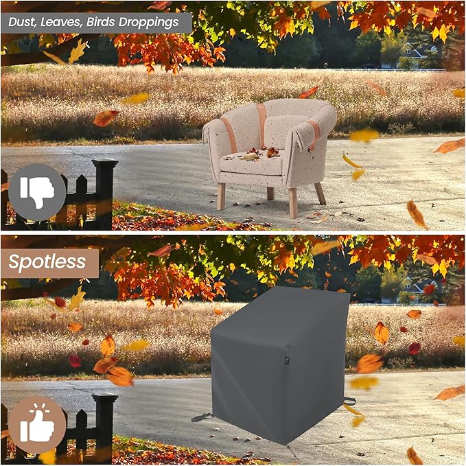 Patio Furniture Covers Waterproof 2 Pack,Patio Chair Covers for Outdoor Furniture Waterproof ,Heavy Duty Chair Covers -Grey 32"x37"x27"/36"(H)