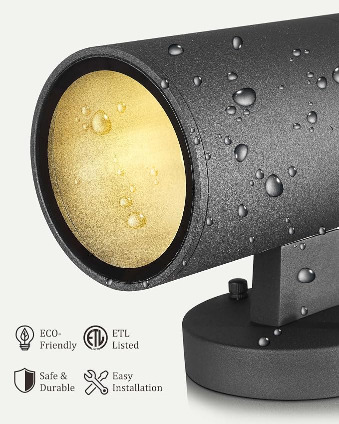 Ken & Ricky Modern Aluminum Outdoor Wall Sconce Lights,Cylinder，Black,2PK | Downward Outside Wall Light With Glass Cover,No Glare Exterior Lighting Fixtures,For House Front Porch Garage Patio Entryway