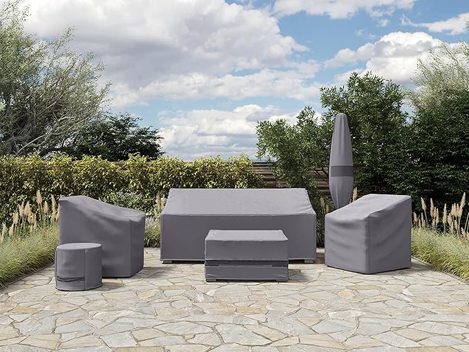 Covermates Elite Outdoor Sectional Armless Chair Cover – Water-Resistant 300D Polyester Patio & Garden Chair Protection with Drawcord Hem, Buckle Straps & Mesh Vents, 34W x 34D x 30H, Charcoal