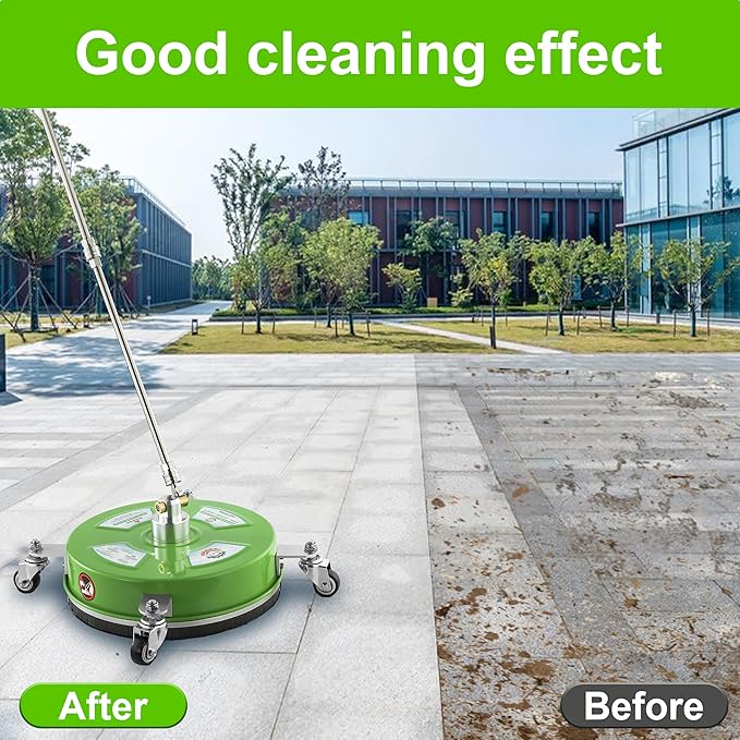 PWACCS 14" Pressure Washer Surface Cleaner, Stainless Steel Surface Cleaner for Power Washer, Pressure Washer Attachment for Cleaning Driveways, Patios, Sidewalks, and Decks, 1/4" Quick Connect