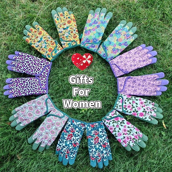 Cute Pattern Gardening Gloves,Thornproof Garden Glove,Gardener Gift | Gardening Gifts for Women,Touchscreen,Tender Thornproof,Cute Pattern,Protection Palm,Machine Washable,Adjustable Cuff