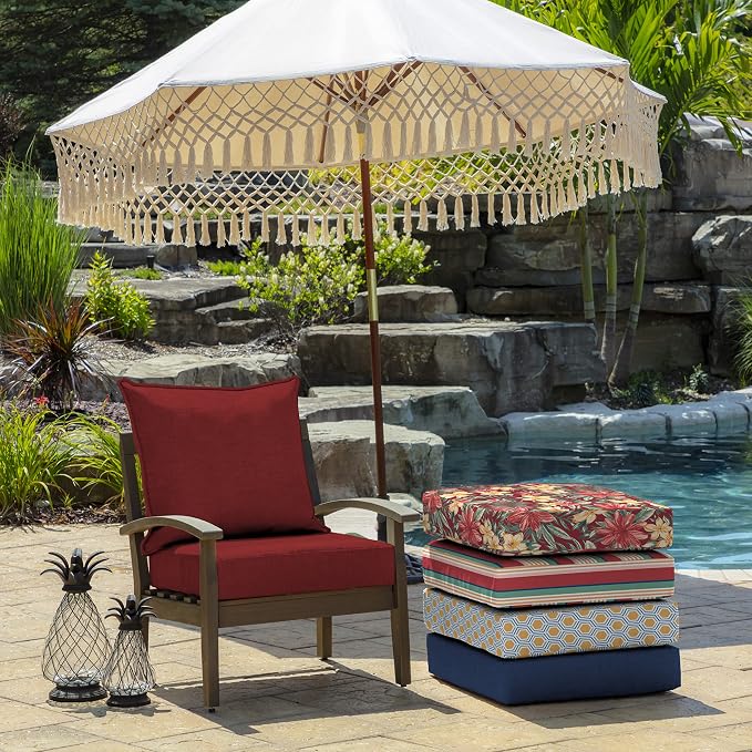 Arden Outdoor Deep Seat Cushion Set, 24x24, Ruby Red