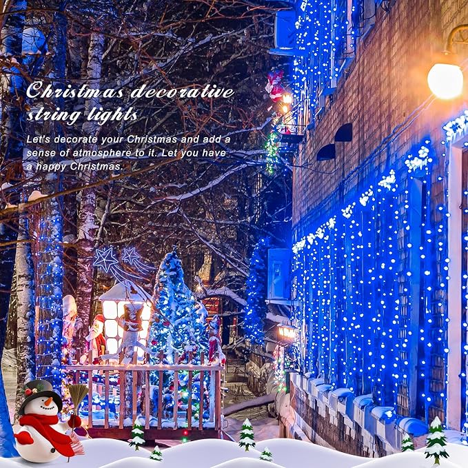 JMEXSUSS 150 LED Blue String Lights Indoor, Blue Halloween Lights Outdoor | Connectable 59 Ft Christmas String Lights Plug in, 8 Modes, Bedroom Patio Party Holiday Christmas Tree Decorations