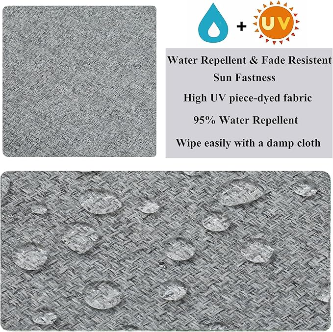 FUNHOME Outdoor Cushion Covers,54" x 18" x 3", No Insert! Patio Cushion Covers Replacement for Outdoor Furniture,Water Resistant Patio Bench Loveseat Covers 1 Pack, Light Grey(Covers ONLY)