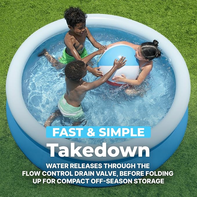 Bestway Fast Set Inflatable Above Ground Pool | 6' x 20" Round | Puncture-Resistant Tritech Material | 248 Gal Capacity | Easy Setup & Storage | Inflatable Top Ring Swimming Pool for Kids