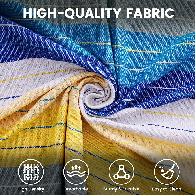 Lazy Daze Hammocks Cotton Fabric Double Hammock with 55" Spreader Bar, Portable Camping Hammock with Carrying Bag & Tree Straps for Patio, Backyard, Balcony, 450lbs Capacity, Blue & Yellow