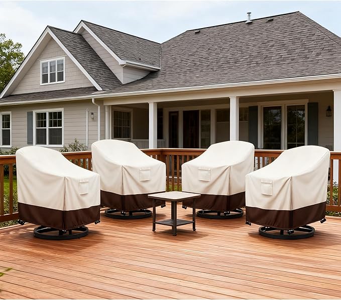 Patio Chair Covers Waterproof Swivel Outdoor Chair Cover, 30W x 34D x 36H Inches Patio Furniture Covers 4 Pack (Beige)