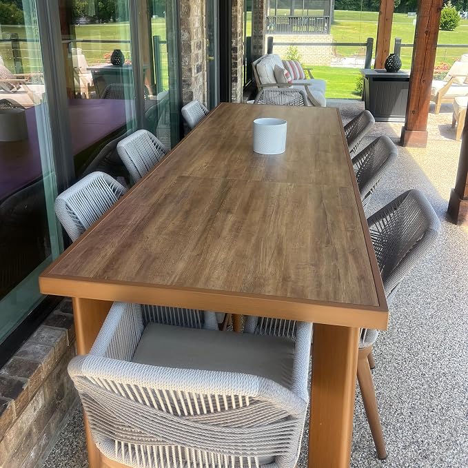 PURPLE LEAF 9 Pieces Patio Dining Set Aluminum Rectangular Table and Rattan Arm Chairs with Cushions for Kitchen Porch Garden Modern Outdoor Furniture Sets