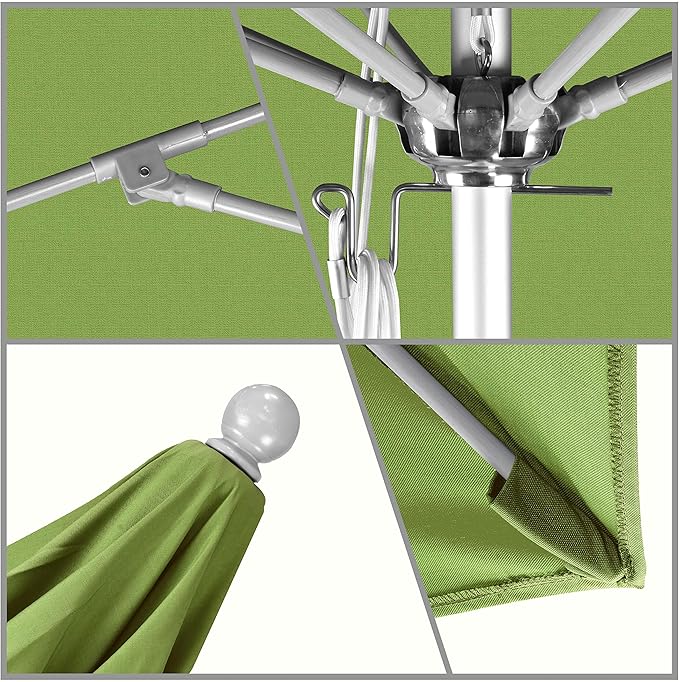 California Umbrella 11' Rd. Venture Series Contract Grade Patio Umbrella, Pulley Open, Silver Finish, Sunbrella Cilantro