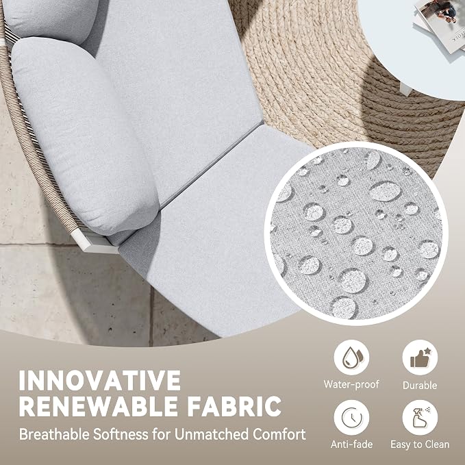 Crestlive Curved Patio Furniture Set, Modular Half Moon 8-Seater Sofa with Round Coffee Table, Aluminum Outdoor Sectional with 4.3" Cushions, All-Weather Couch for Backyard, Deck, Porch, Poolside