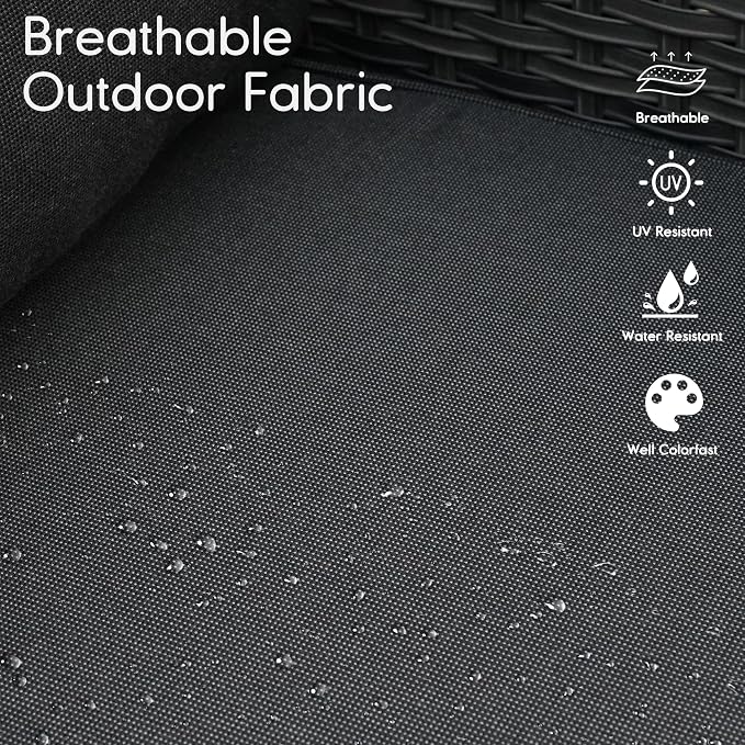 HOOOWOOO 10 Piece Patio Sectional Furniture Set with Swivel Rocking Chairs,Modern Wicker Outdoor Conversation Sofa Sets,Weather Resistant Modular L Shaped Outside Couch Set(Black)