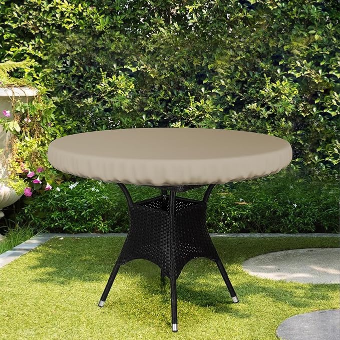 Covers & All Round Table Top Cover, 12 Oz Waterproof UV & Weather Resistant Patio Table Cover, Outdoor Table Cover for Patio Outdoor Furniture & Coffee Table (54" Dia x 4" H Inches, Beige)