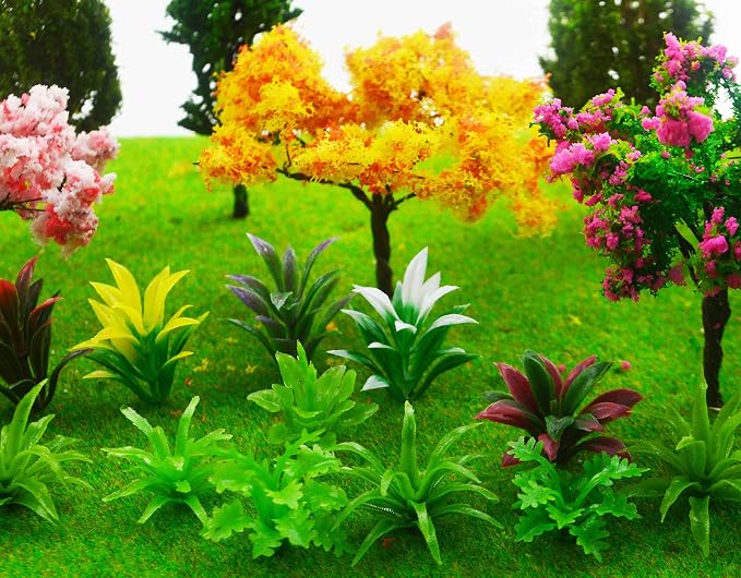 MOMOONNON 28 Pcs Miniature Fairy Garden Tree Plant Ornament, Mixed Model Trees 1-3 Inches, Miniature Dollhouse Pots Decor Moss Bonsai Micro Landscape DIY Craft Garden Ornament