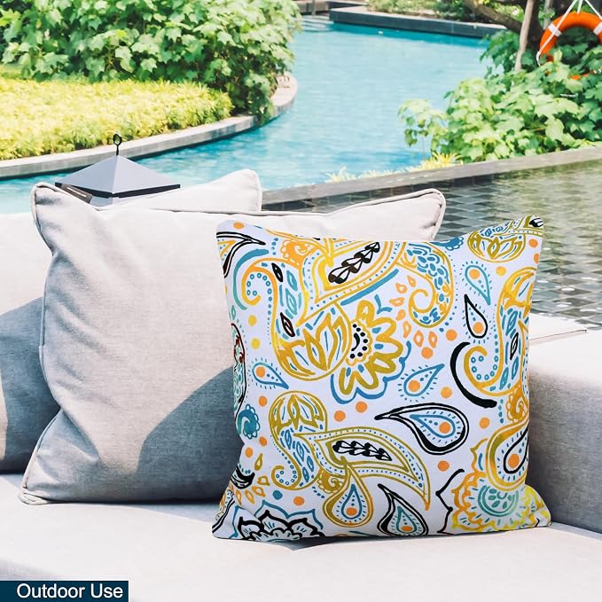 COZY TRENDS Decorative Indoor Outdoor Waterproof Throw Pillows with Inserts - Stylish Comfort for Your Patio Furniture, Garden Chairs, or Indoor Décor (18''X18'', Yellow)