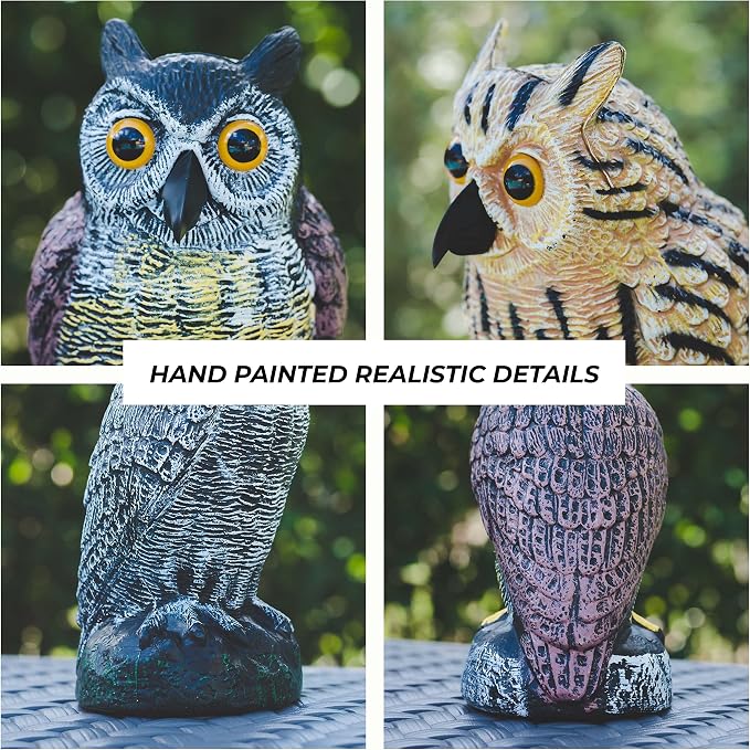 Owl Decoys to Scare Birds Away Plastic Owls Statue for Garden & Outdoors, 3