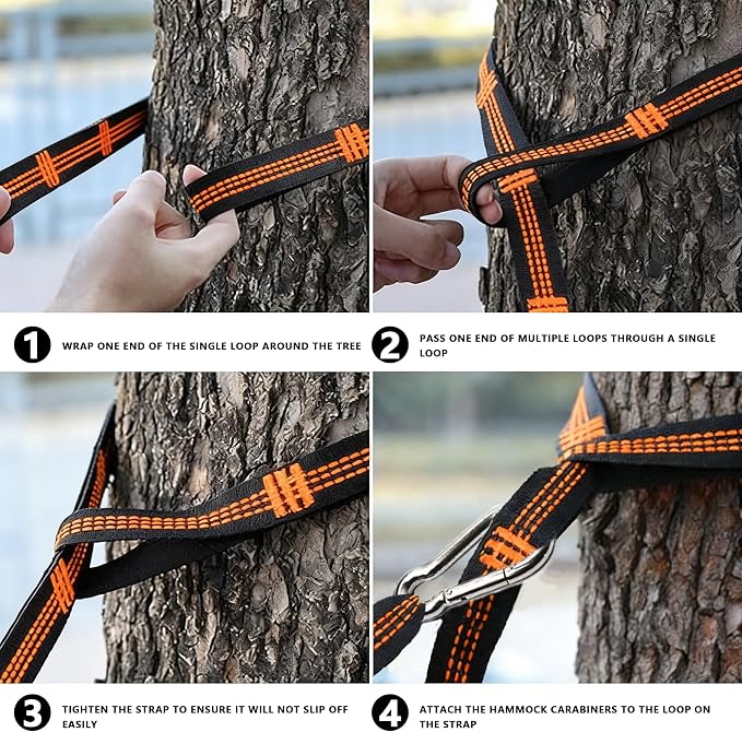Outdoor Amacas Garden Camping Hammock Portable for Patio Yard Porch Travel | Hammock Nylon Hiking Beach Backpack Survival Travel- Up to 300lbs with Tree Straps