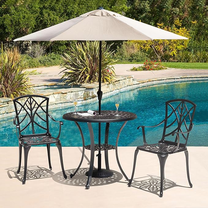 NUU GARDEN 10 ft Outdoor Aluminum Patio Umbrella, Outdoor Table Umbrella with 8 Sturdy Ribs Patio Umbrella with Push Button Tilt and Crank