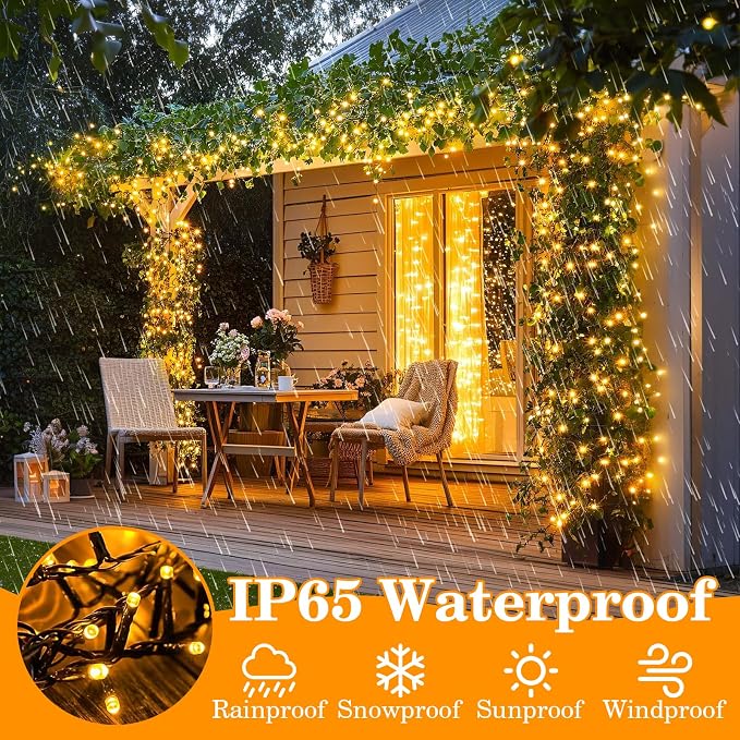 264FT 800 LED Christmas Lights, Twinkle Xmas Lights with 8 Modes and Timer, Outdoor Waterproof Christmas Tree Lights for Room Bedroom Wedding Party Holiday Decorations, Warm White