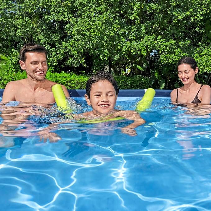 Bestway Steel Pro 9 Feet 10 Inch x 6 Feet 7 Inch x 26 Inch Rectangle Above Ground 872 Gallon Pool Set with DuraPlus Liner and FrameLink System