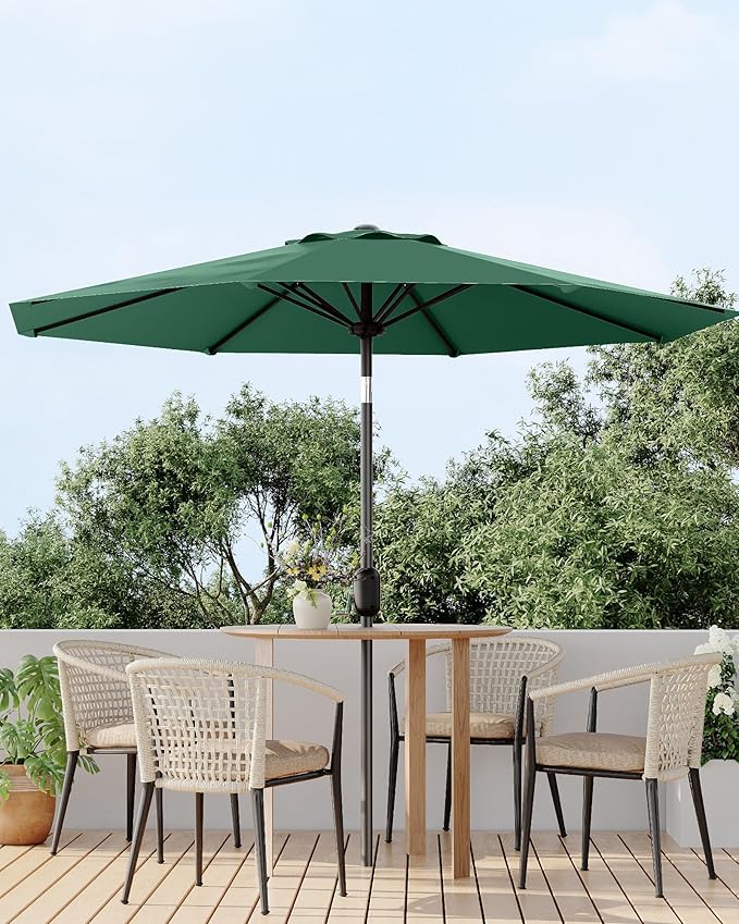 PeakPursuit 9FT Patio Umbrella Outdoor, Market Umbrella, Table Umbrella with Push Button Tilt and Crank, 8 Sturdy Ribs UV Protection Waterproof for Garden, Pool, Deck, Backyard