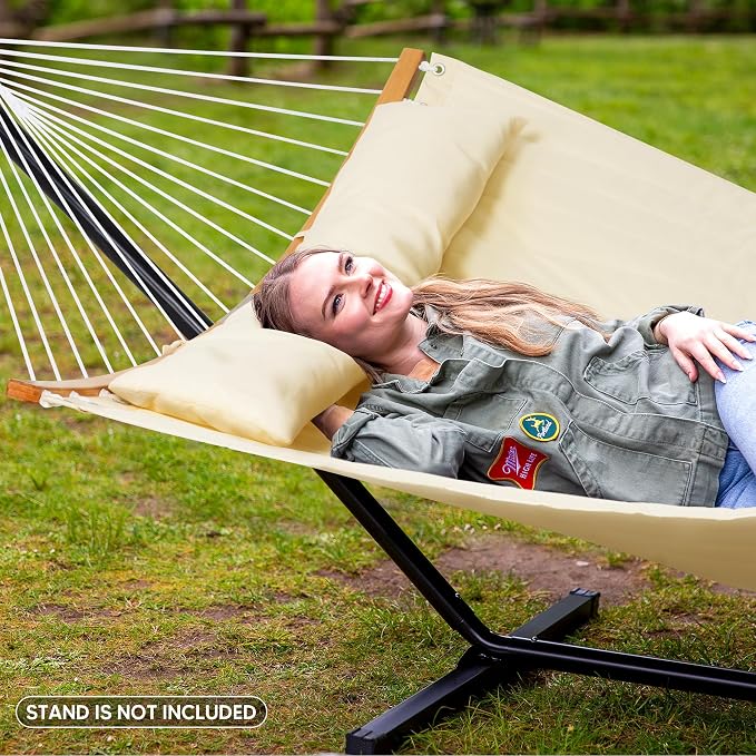 SUNCREAT Hammocks for Outside Hanging Tree Hammock for Outdoor, Large Replacement Hammock for Stand, Beige