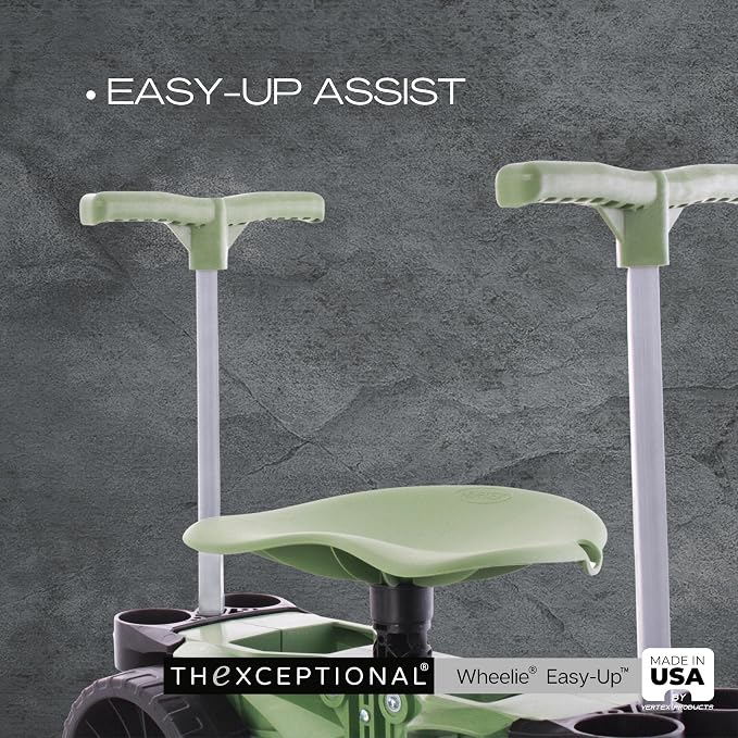TheXceptional Wheelie Easy-Up EX530 Rolling Garden Stool & Cart with Wheels | Ergonomic rolling garden seat & scooter with Easy-Up handles for seniors. Made in USA by Vertex. 360° swivel, 10" wheels.