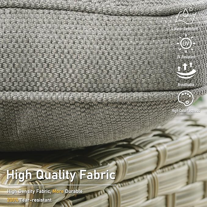 HOOOWOOO 9 Piece Patio Furniture Conversation Sets with Swivel Rocking Chairs,Outdoor Wicker Furniture with Ottoman,All Weather Resistant High Back Rattan Conversational Set(Dark Grey Gray)