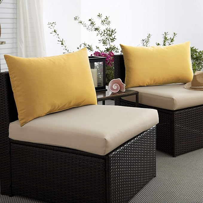 Sorra Home Butter Yellow Indoor/Outdoor Knife Edge Pillow Set, 16 in x 26 in