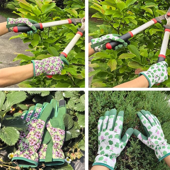 Cute Pattern Gardening Gloves,Thornproof Garden Glove,Gardener Gift | Gardening Gifts for Women,Touchscreen,Tender Thornproof,Cute Pattern,Protection Palm,Machine Washable,Adjustable Cuff