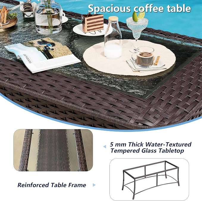 7-Piece Patio Furniture Set,Outdoor Conversation Sets w/Fire Pit Table&High Back Wicker Swivel Rocker Chairs,All-Weather Wicker Sectional Sofa for Deck,Yard and Poolside,Grey