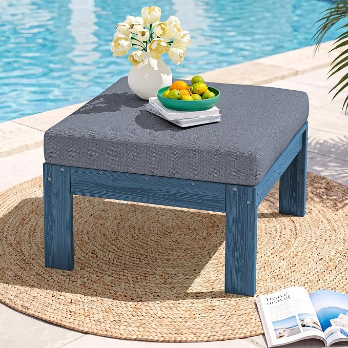 SERWALL HDPE Outdoor Ottoman with Cushions