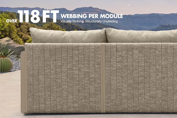 PURPLE LEAF 8 Pieces Outdoor Conversation Sets Patio Furniture Set with Coffee Table PP Rope Patio Sofa with Cushions Manual Weaving Deep Seating Furniture for Porch Lawn Backyard Beige