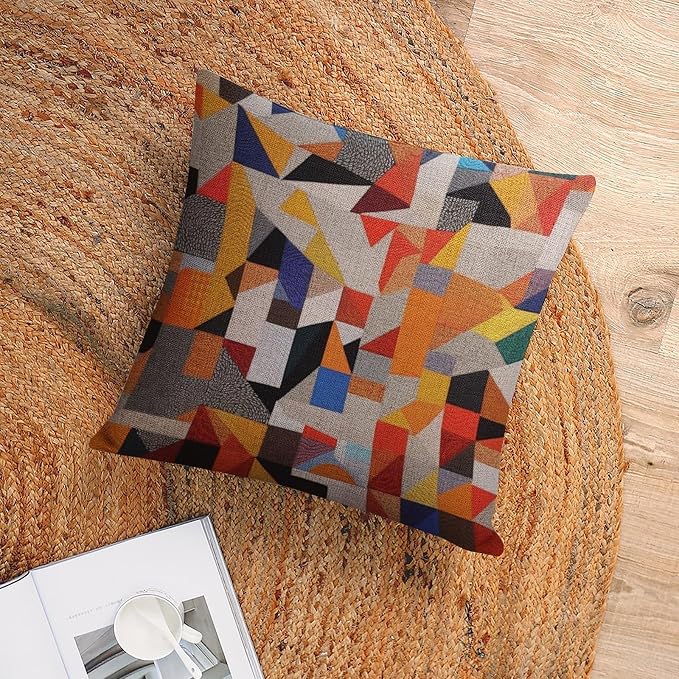 Pillowcases Colorful Fun Aesthetic Mid Century Modern Gomestry Printed Pillow Cover Mid Century Modern Sofa Pillows 20"x20" Home Decor Throw Pillows Cover Outdoor Pillows for Patio Furniture