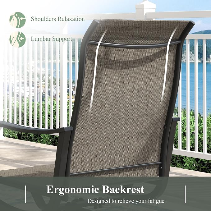 6 Pieces Outdoor Dining Set, Patio Table and Chairs Set with 53" Garden Bench for 6-7 People, 59.2" Outdoor Dining Table and Swivel Patio Chairs for Deck Backyard, Mixed Brown and Black