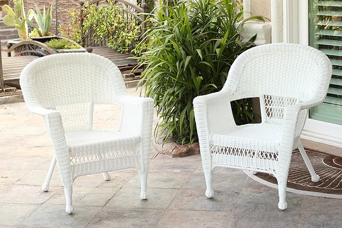 Jeco 4pc White Wicker Conversation Set Without Cushion