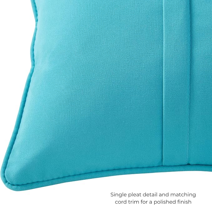 Sunbrella Rectangular Outdoor Throw Pillows 21x14 Set of 2 - Corded Lumbar Patio Accent Pillows with Pleated Design & Removable Zipper Covers – Weather & Fade Resistant Pillows, Canvas Aruba