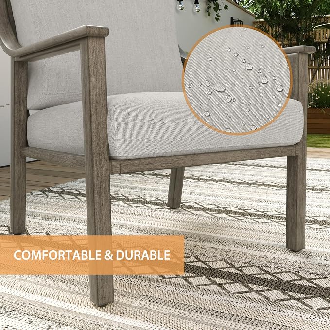 HAPPATIO 4-Piece Patio Furniture Set - Outdoor Aluminum Patio Conversation Set Includes 1 Loveseat, 2 Armchairs, and 1 Coffee Table, Perfect for Porch, Deck, Garden, (Grey)
