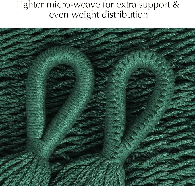 PNAEUT Handwoven Mayan Hammock, Thick Soft Rope Double Hammock for Outdoor Outside & Indoor, 600 lbs Capacity Heavy-Duty, Includes Tree Straps, Carabiners & Carrying Bag (Forest Green, X-Large)