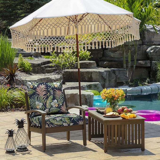 Arden Outdoor Deep Seat Cushion Set, 24x24, Blue Tropical