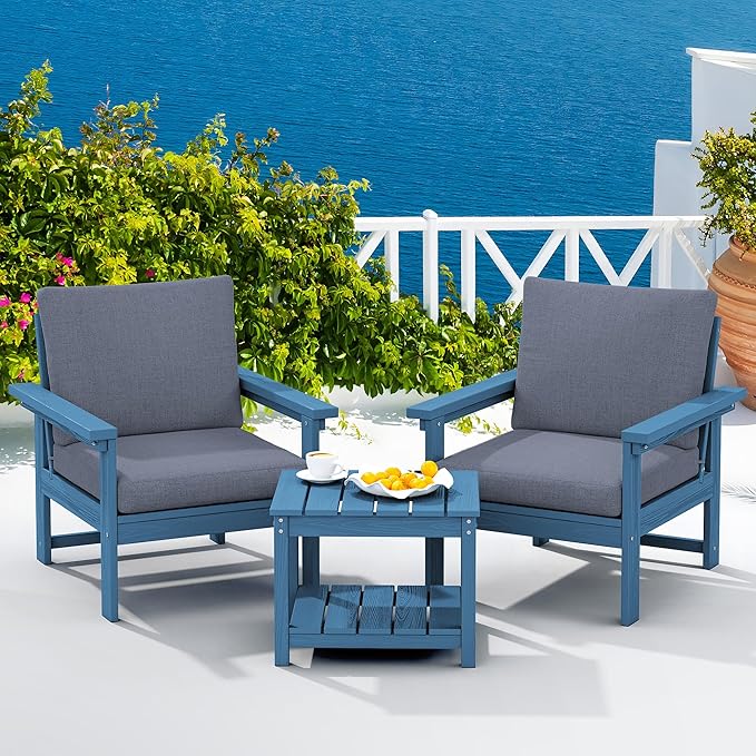 SERWALL HDPE Patio Conversation Set with Side Table