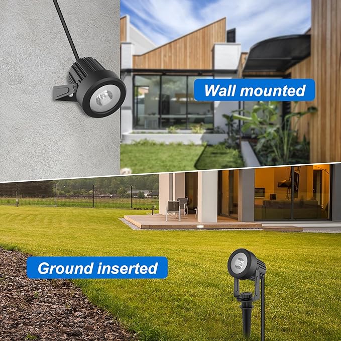 Solar Spot Lights Outdoor, Landscape Spotlights IP65 Waterproof 9.8ft Cable, Dusk to Dawn Solar Uplights for Trees Garden Yard Driveway Porch Walkway Pool (6-in-1, 6000K Cool White)